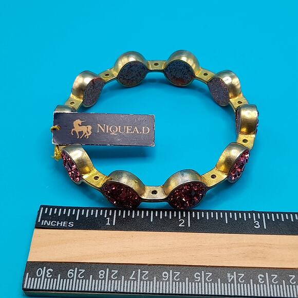 Vintage Pink Rhinestone Bangle Bracelet, Old Stock New W/ Tags, Made India - Picture 8 of 10